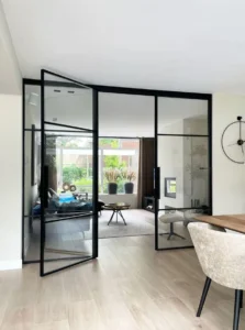 Steel double doors with side panel