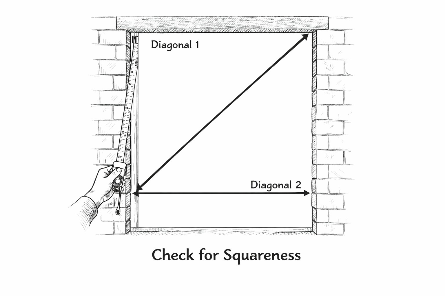 Measuring diagonals to check squareness