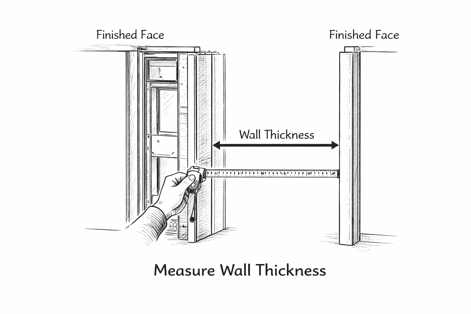 Measuring wall thickness for pocket or sliding systems