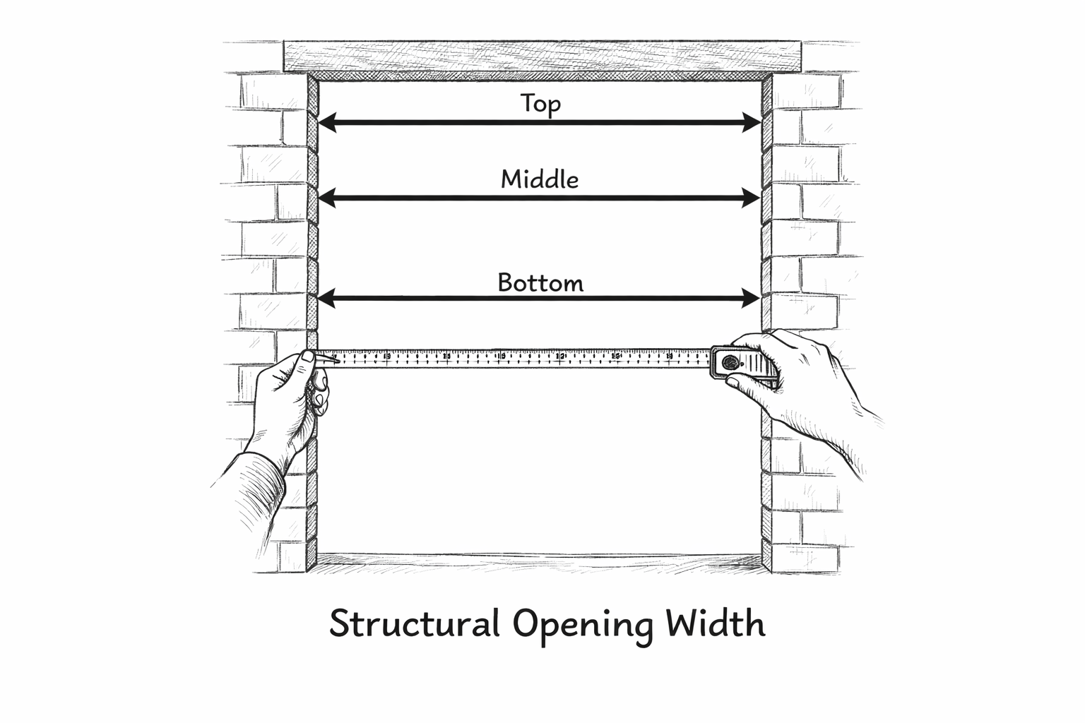 Measuring the width across the opening