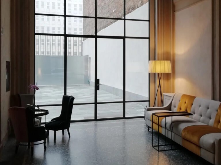 external steel doors in a room