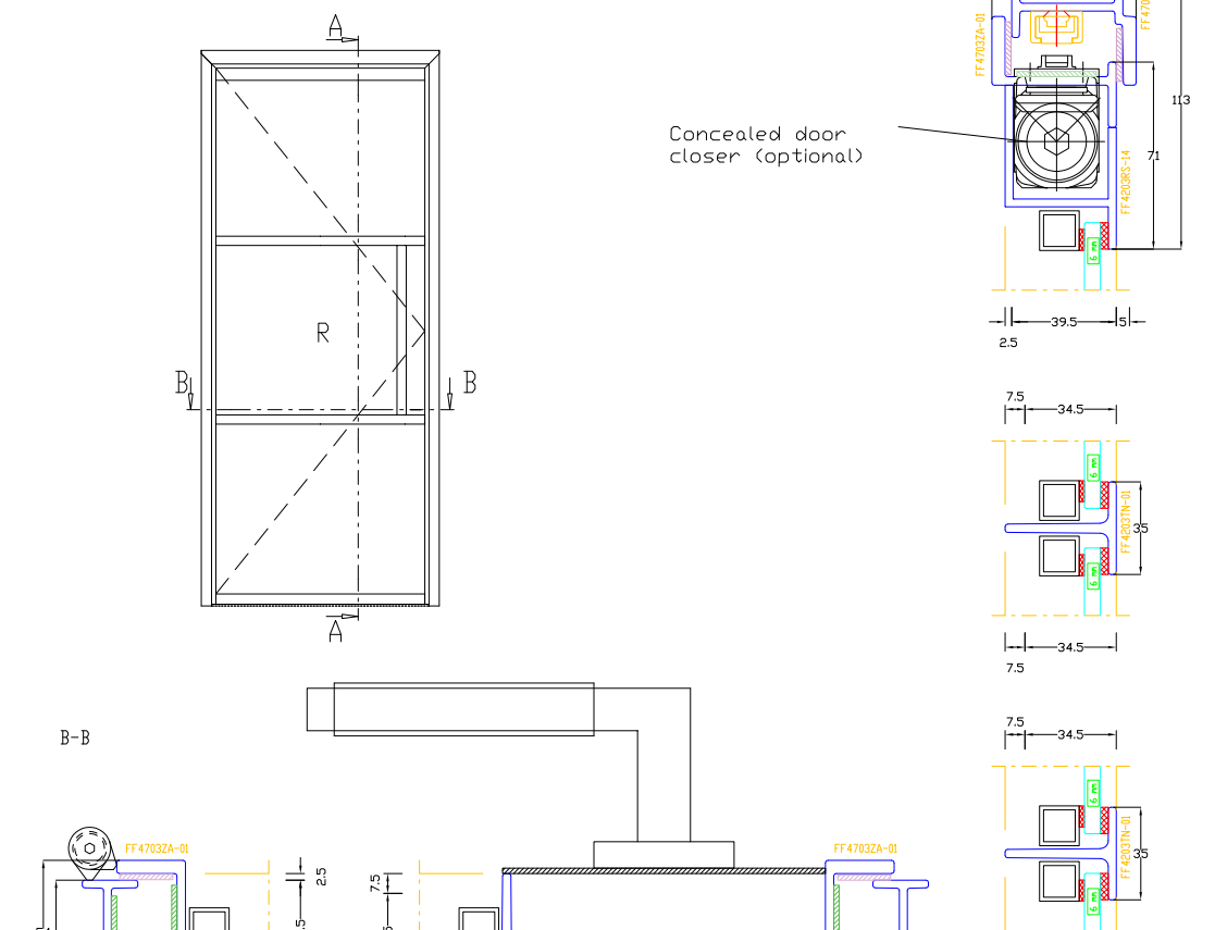 Steel door technical drawings